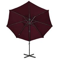VidaXL Zweefparasol met paal en led-verlichting 300 cm bordeauxrood - thumbnail