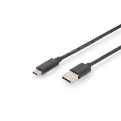 Digitus AK-300148-030-S USB-kabel USB 2.0 USB-C stekker, USB-A stekker 3.00 m Zwart Afgeschermd (dubbel), Stekker past op beide manieren