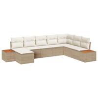 8-delige Tuinbankenset met kussens poly rattan acacia beige - thumbnail