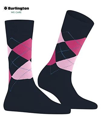 Burlington Queen Hoge Dames Sokken - Biologisch katoenen Dames kousen met ruit print