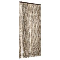 Vliegengordijn 90x220 cm chenille beige en bruin - thumbnail