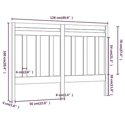 Hoofdbord 126x4x100 cm massief grenenhout zwart