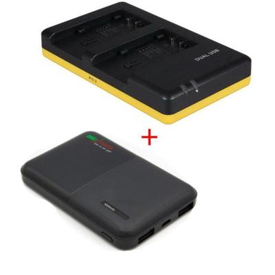 Powerpakket Deluxe: VW-VBK180 duo oplader + 5000mAh Powerbank voor 2 Panasonic accu's VW-VBK180/360