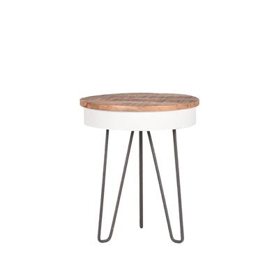 LABEL51 Bijzettafel Saria - Wit - Mangohout - 44 cm - Rond LABEL51 Bijzettafel Saria - Wit - Mangohout - 44 cm - Rond