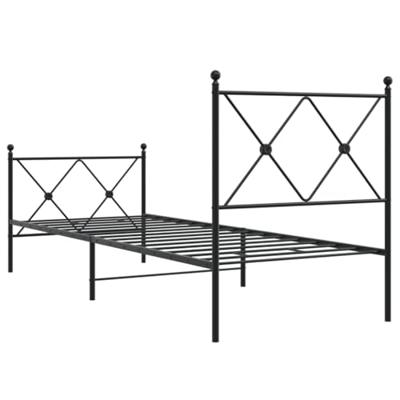 Bedframe met hoofd- en voeteneinde metaal zwart 75x190 cm