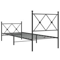 Bedframe met hoofd- en voeteneinde metaal zwart 75x190 cm - thumbnail