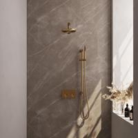 Gold Edition thermostatische inbouw regendouche SET met drukknoppen, 20 cm douchekop en handdouche - goud geborsteld PVD - thumbnail