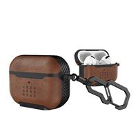 Urban Armor Gear Metropolis Case Beschermhoes voor Apple Airpods Pro (compatibel met draadloos opladen, valbescherming volgens militaire normen, karabijnhaak) - ARMR leer bruin - thumbnail