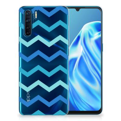 OPPO A91 | TPU bumper | Zigzag Blauw