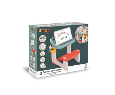Smoby - Petit Ecolier Bureau - Kinderbureau - Dubbelzijdig Wit Magnetisch + Krijtbord - 80 Accessoires Inbegrepen - 72 Magnetische Letters en Cijfers - Vanaf 3 Jaar - Gemaakt in Frankrijk