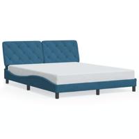 Bedframe met LED-verlichting fluweel blauw 160x200 cm - thumbnail