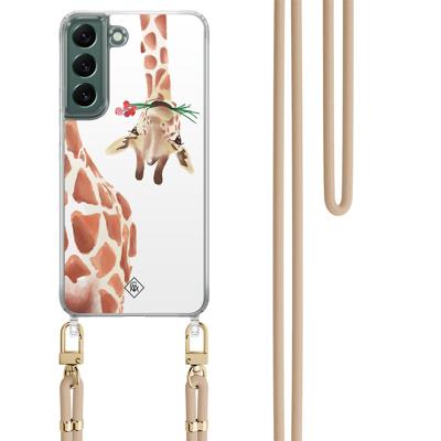 Samsung Galaxy S22 hoesje met beige koord - Giraffe Samsung Galaxy S22 hoesje met beige koord - Giraffe