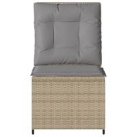 Tuinbank verstelbaar met kussens poly rattan beige - thumbnail
