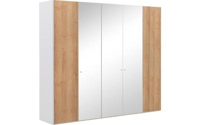 Goossens Kledingkast Easy Storage Ddk, Kledingkast 253 cm breed, 220 cm hoog, 2x draaideur en 3x spiegel draaideur midden