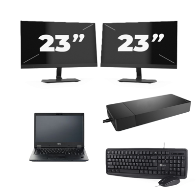 Fujitsu LIFEBOOK E5410 - Intel Core i5-10e Generatie - 14 inch - 8GB RAM - 256GB SSD - Windows 11 Home + 2x 23 inch Monitor