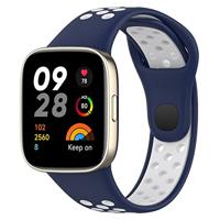 By Qubix - Siliconen sportband - Donkerblauw met wit - Compatible met Xiaomi Redmi Watch 3 - Compatible Xiaomi bandje - thumbnail