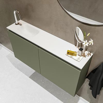MONDIAZ TURE 100cm toiletmeubel army. EDEN wastafel talc links 1 kraangat