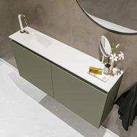 MONDIAZ TURE 100cm toiletmeubel army. EDEN wastafel talc links 1 kraangat - thumbnail