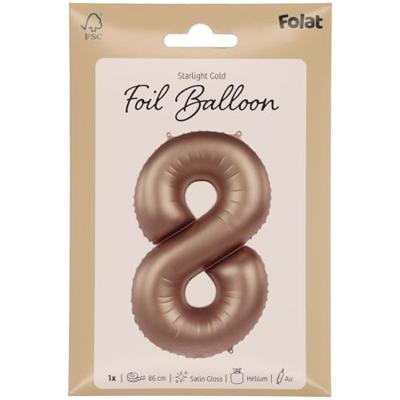 Folieballon Cijfer 8 Starlight Gold (86cm)