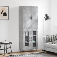 Hoge kast 69,5x34x180 cm bewerkt hout betongrijs - thumbnail