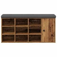 Schoenenbank 102x32x50 cm bewerkt hout oud houtkleurig - thumbnail