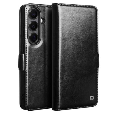 Qialino Samsung Galaxy S26 hoesje - Leren bookcase - Magnetische sluiting - Zwart