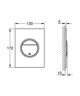 Grohe Bedieningsplaat Nova Cosmopolitan S WC DF 13x17,2 cm Chroom