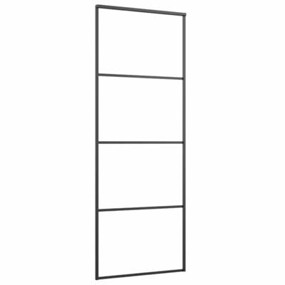Schuifdeur met beslagset 76x205 cm ESG glas zwart