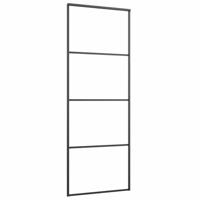 Schuifdeur met beslagset 76x205 cm ESG glas zwart - thumbnail