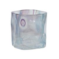 Theelichthouder glas H8cm blauw - thumbnail