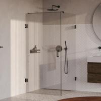 Douchecabine Compleet Just Creating 2-Delig Profielloos 100x100 cm Gunmetal Sanitop - thumbnail