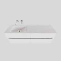 Badkamermeubel Solid Surface BWS Oslo 200x46 cm Mat Wit Wasbak Links (0 kraangaten, 4 lades) - thumbnail
