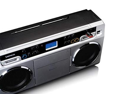 Lenco SCD-580 Ghettoblaster - draagbare cd-speler - PLL FM-radio - met USB en Bluetooth - met stroomadapter - zilver