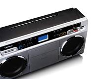 Lenco SCD-580 Ghettoblaster - draagbare cd-speler - PLL FM-radio - met USB en Bluetooth - met stroomadapter - zilver - thumbnail
