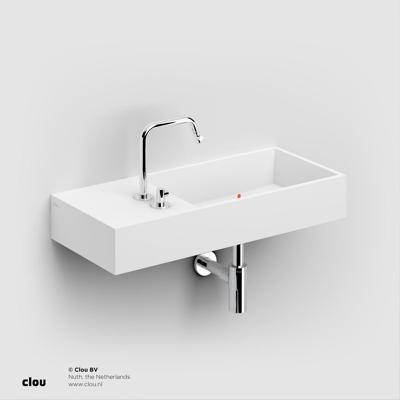 Clou Wash Me wastafel 75x32cm voorbewerkte kraangaten aluite Wit mat CL/02.13134