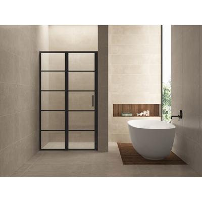 Horizon nisdeur met vast deel en raster 1100 x 2000 x 8mm nano helder glas/mat zwart Horizon nisdeur met vast deel en raster 1100 x 2000 x 8mm nano helder glas/mat zwart