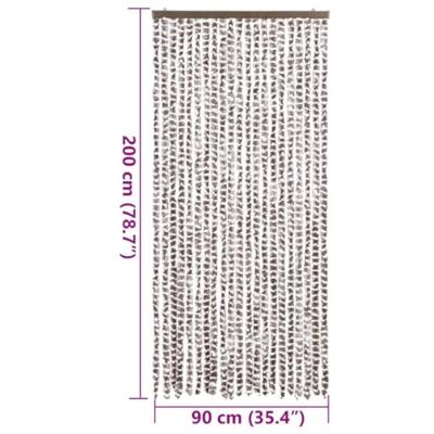 VidaXL Vliegengordijn 90x200 cm chenille taupe en wit VidaXL Vliegengordijn 90x200 cm chenille taupe en wit