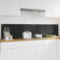 VidaXL Keuken achterwand 2 pcs zwart 100 x 40 cm gehard glas - thumbnail