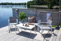 Nohr Loungeset 'Erikka' Met bank, 2 loungestoelen en tafel, kleur Wit/Grijs - thumbnail