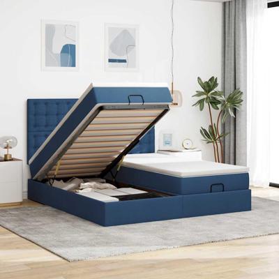 Ottoman bed met matrassen 180x200cm stof blauw