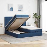 Ottoman bed met matrassen 180x200cm stof blauw - thumbnail