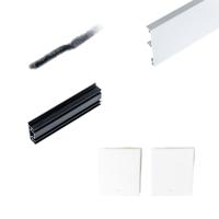 Xperta Afdekprofiel 6m - Wandmontage - Smalle Clips - Tochtstrip - Eindkappen t.b.v. rails en afdekprofiel - Wit - thumbnail