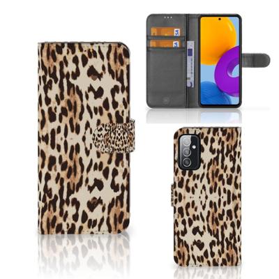Samsung Galaxy M52 | Telefoonhoesje | Met pasjeshouder | Leopard
