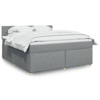 Boxspring met matras stof lichtgrijs 180x200 cm - thumbnail