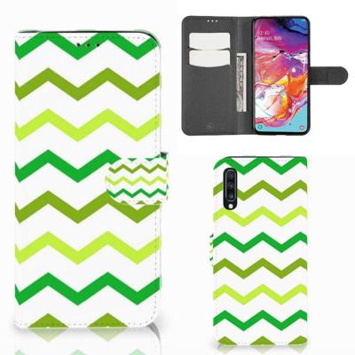 Samsung Galaxy A70 | Telefoon Hoesje | Zigzag Groen