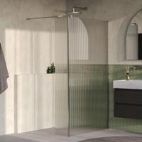 BRAUER Oblivion Flow inloopdouche helder ribbelglas 120x200 met zijwand 30 incl. glascoating Geborsteld RVS PVD - thumbnail