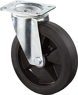 BS Rollen Zwenkwiel | wiel-d. 125 mm draagvermogen 150 kg | volledig van rubber | plaat L115xB85 mm | 1 stuk - LS400.B60.125 LS400.B60.125