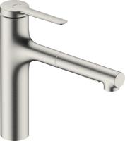 Hansgrohe Zesis M33 ééngreeps keukenkraan 160 met metalen uittrekbare vuistdouche, 2jet, rvs look - thumbnail