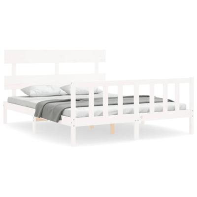 Bedframe zonder matras massief grenenhout wit 160x200 cm