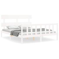 Bedframe zonder matras massief grenenhout wit 160x200 cm - thumbnail
